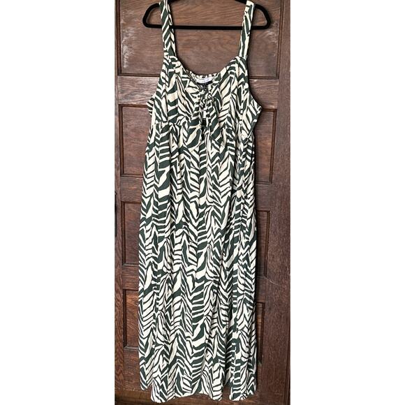 Eloquii Dresses & Skirts - Eloquii Element Green Beige Zebra Print Tie Keyhole Maxi Dress 20 Linen Blend